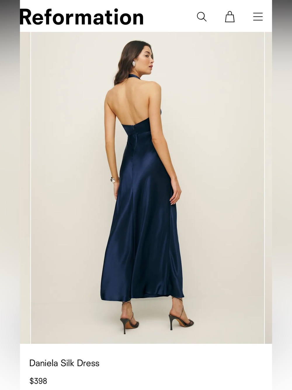 Reformation Daniela Navy Silk Dress - Picture 2 of 9
